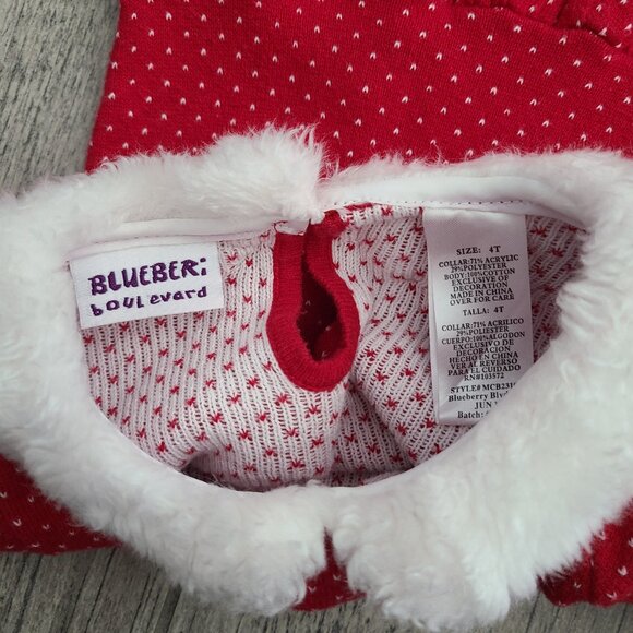 Blueberi Boulevard Red Knit Holiday Dress with Faux Fur Collar Toddler Girl 4T - Picture 8 of 9
